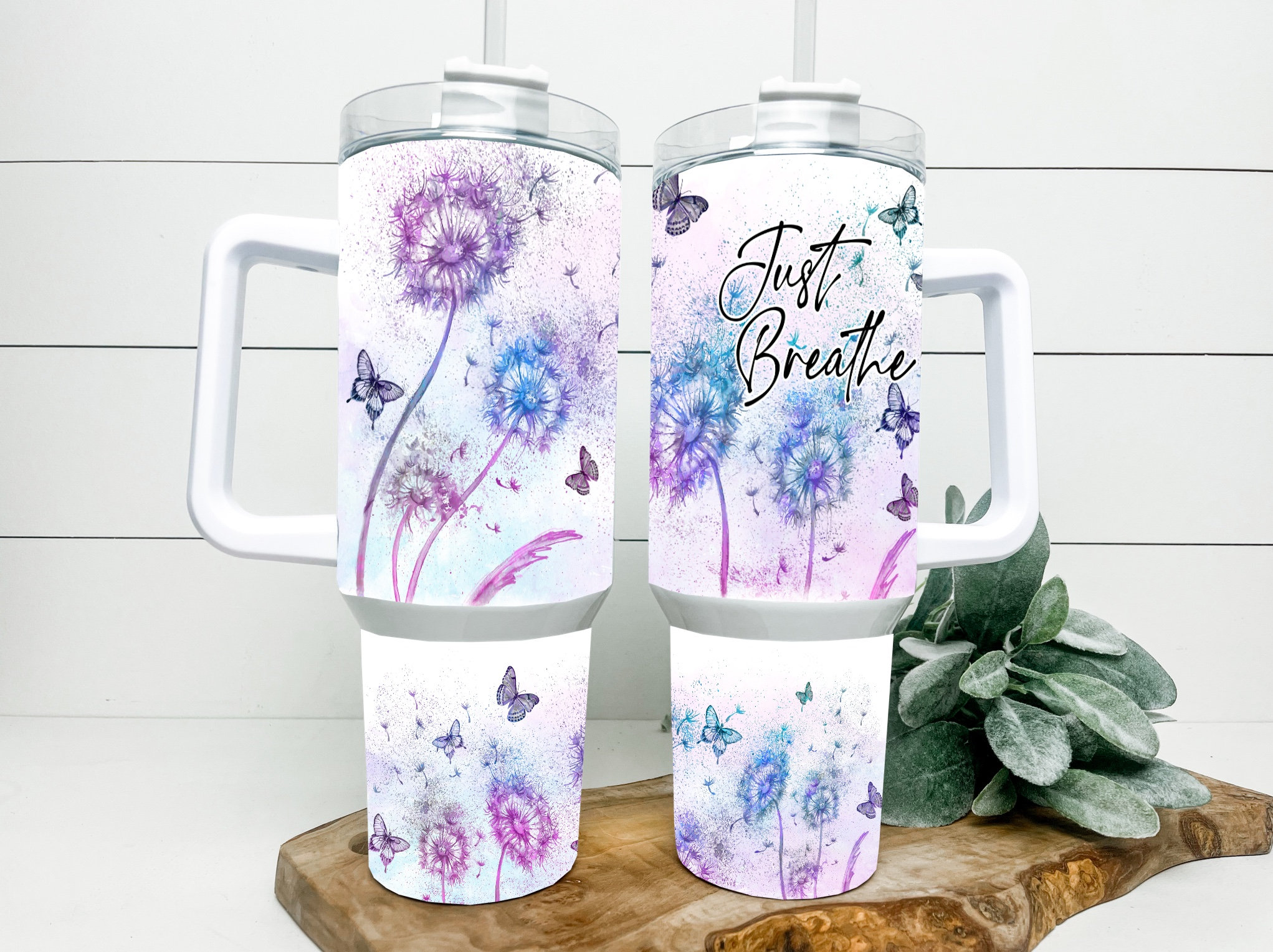 Purple Dandelions and Butterflies Custom Stanley Cup 40 oz 30 oz Tumbler With HandleTVC2301164
