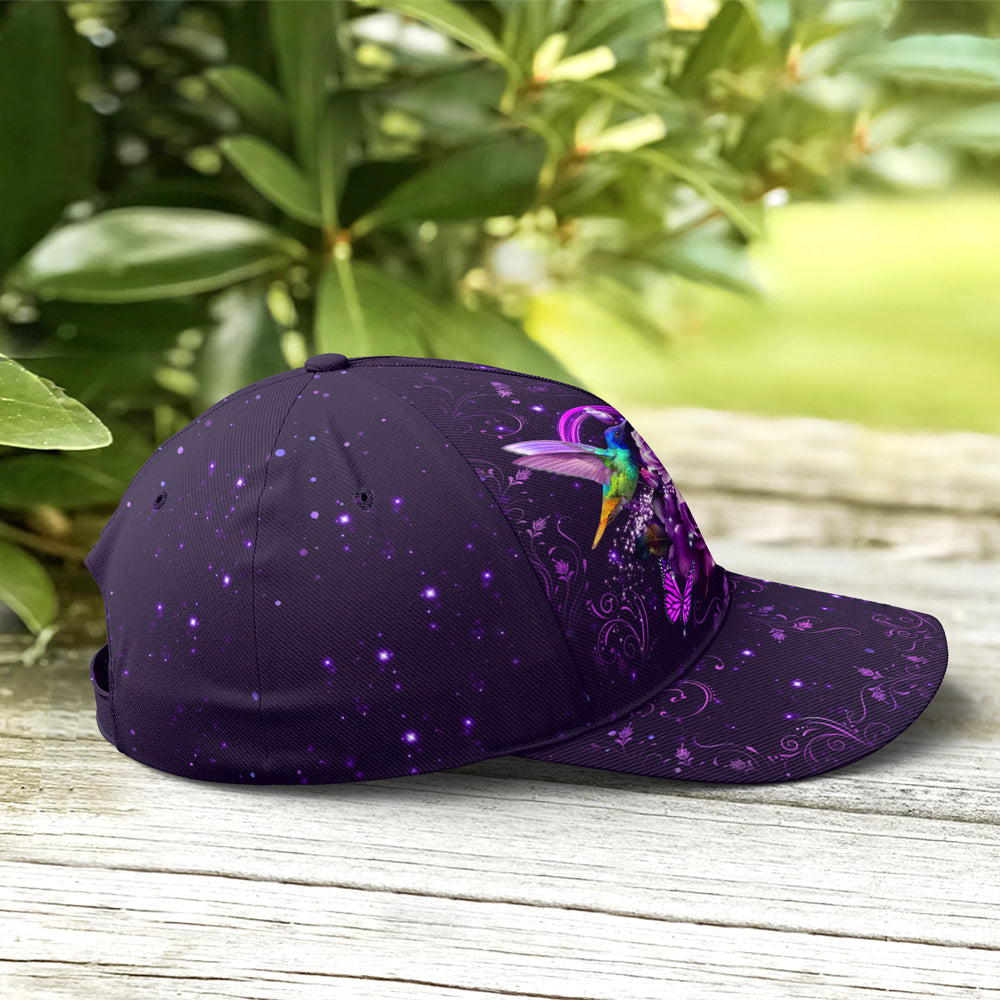 Purple Floral Couple Hummingbird Baseball Cap Trucker Hats Custom Hats Gifts For Men & Women
