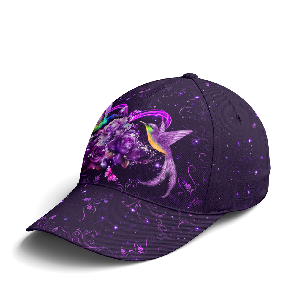 Purple Floral Couple Hummingbird Baseball Cap Trucker Hats Custom Hats Gifts For Men & Women