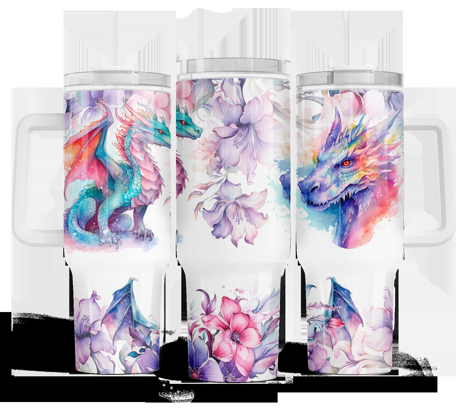 Purple Floral Dragon Custom Stanley Cup 40 oz 30 oz Tumbler With HandleTVC2301165