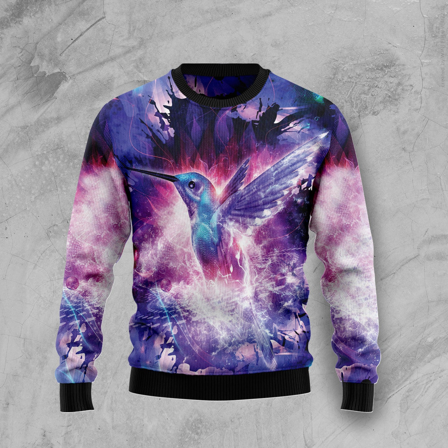 Purple Hummingbird Ugly Christmas Sweater