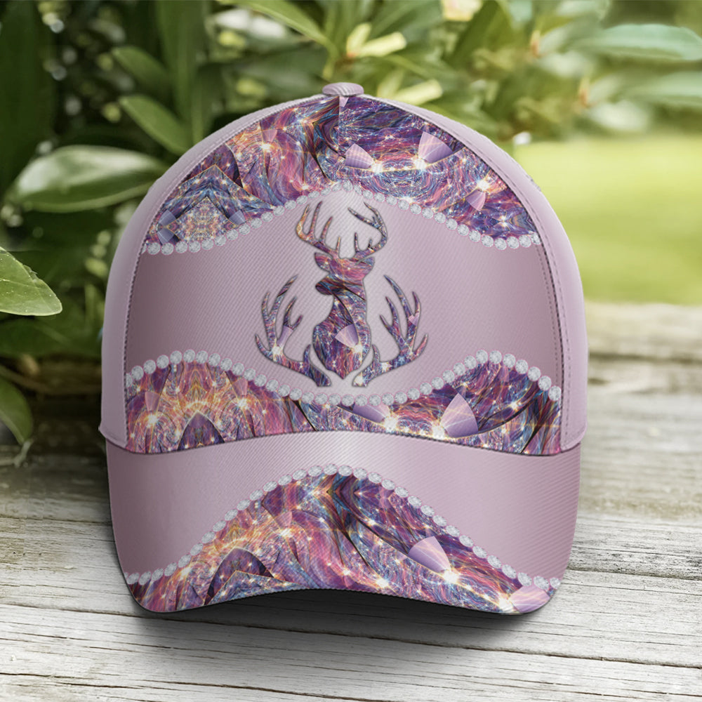 Purple Metallic Style Deer Hunting Baseball Cap Trucker Hats Custom Hats Gifts For Men & Women