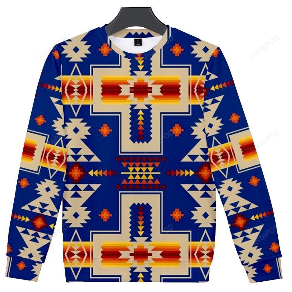 Purple Native Tribes Pattern Ugly Christmas Sweater Adult 3D Funny Matching for family