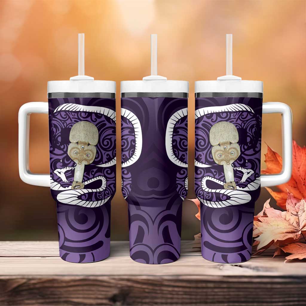 Purple New Zealand Eel Aotearoa Maori Tuna With Kotiate Weapon Custom Stanley Cup 40 oz 30 oz Tumbler With HandleTVC2301322