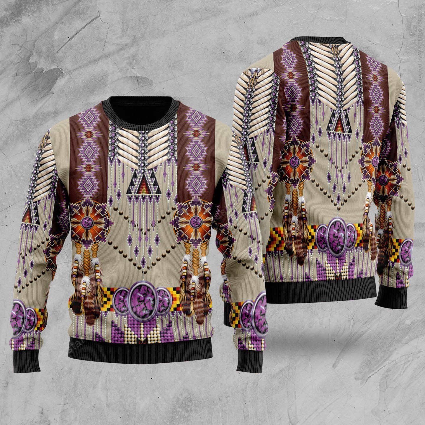 Purple Pattern Breastplate Ugly Christmas Sweater Adult 3D Funny Matching for family