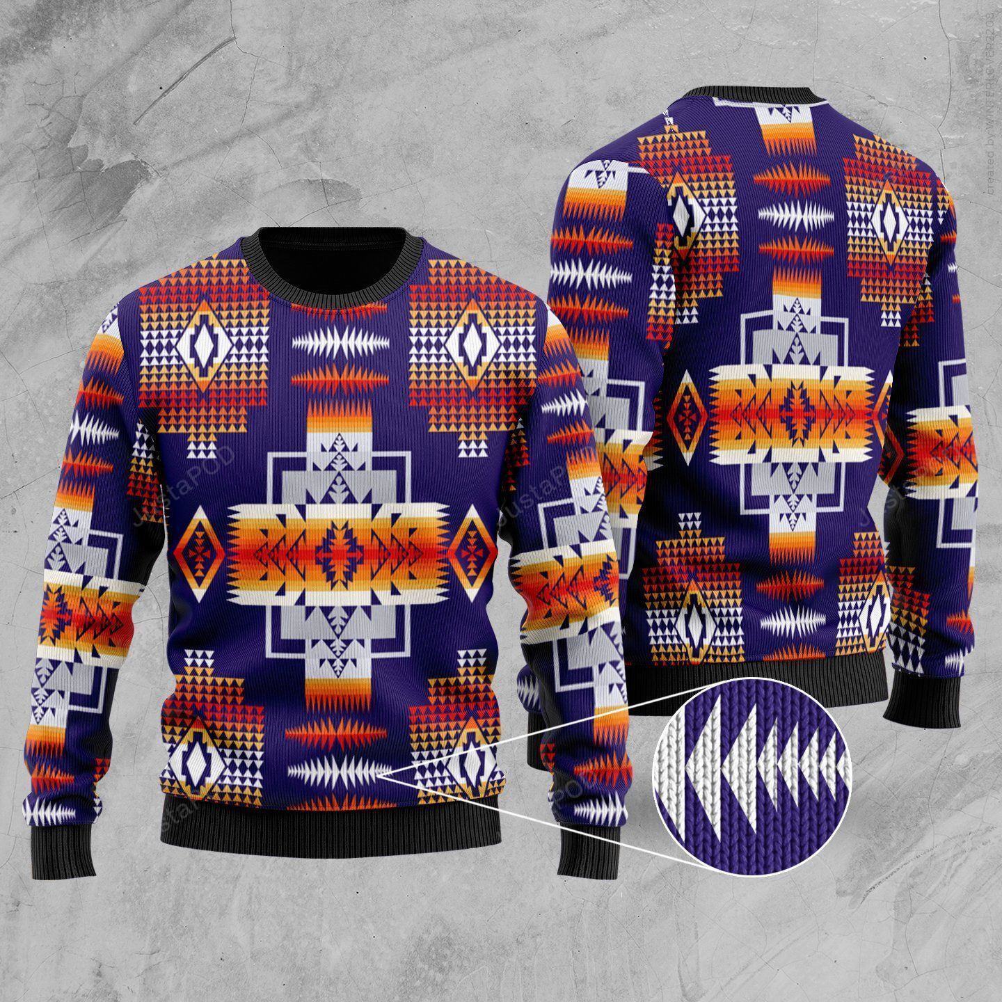 Purple Pattern Ugly Christmas Sweater Adult 3D Funny Matching for family