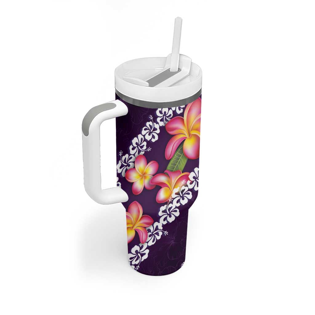 Purple Polynesia Plumeria With Hibiscus Tropical Custom Stanley Cup 40 oz 30 oz Tumbler With HandleTVC2301379 - Image 2