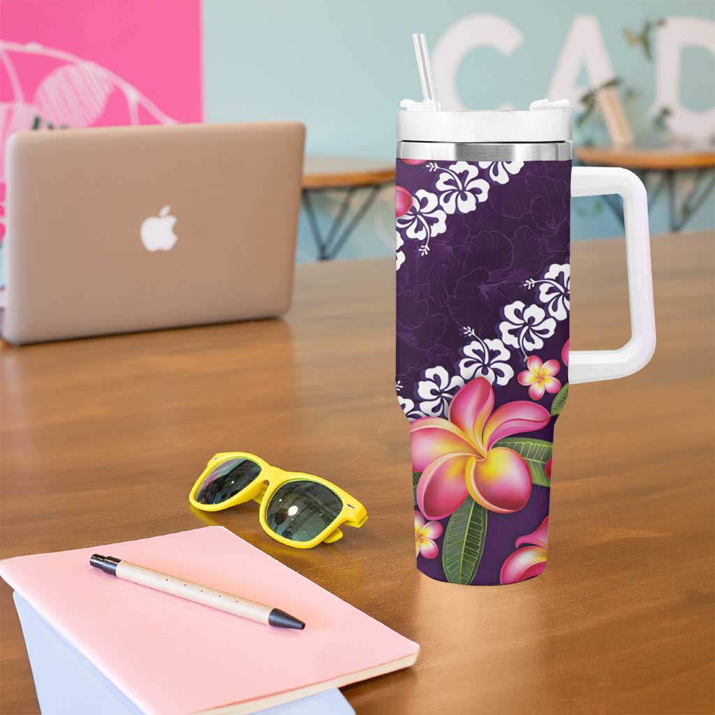 Purple Polynesia Plumeria With Hibiscus Tropical Custom Stanley Cup 40 oz 30 oz Tumbler With HandleTVC2301379 - Image 5