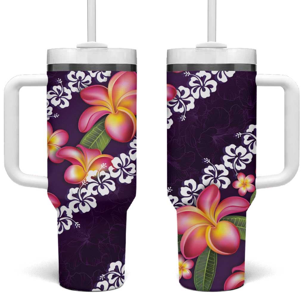 Purple Polynesia Plumeria With Hibiscus Tropical Custom Stanley Cup 40 oz 30 oz Tumbler With HandleTVC2301379