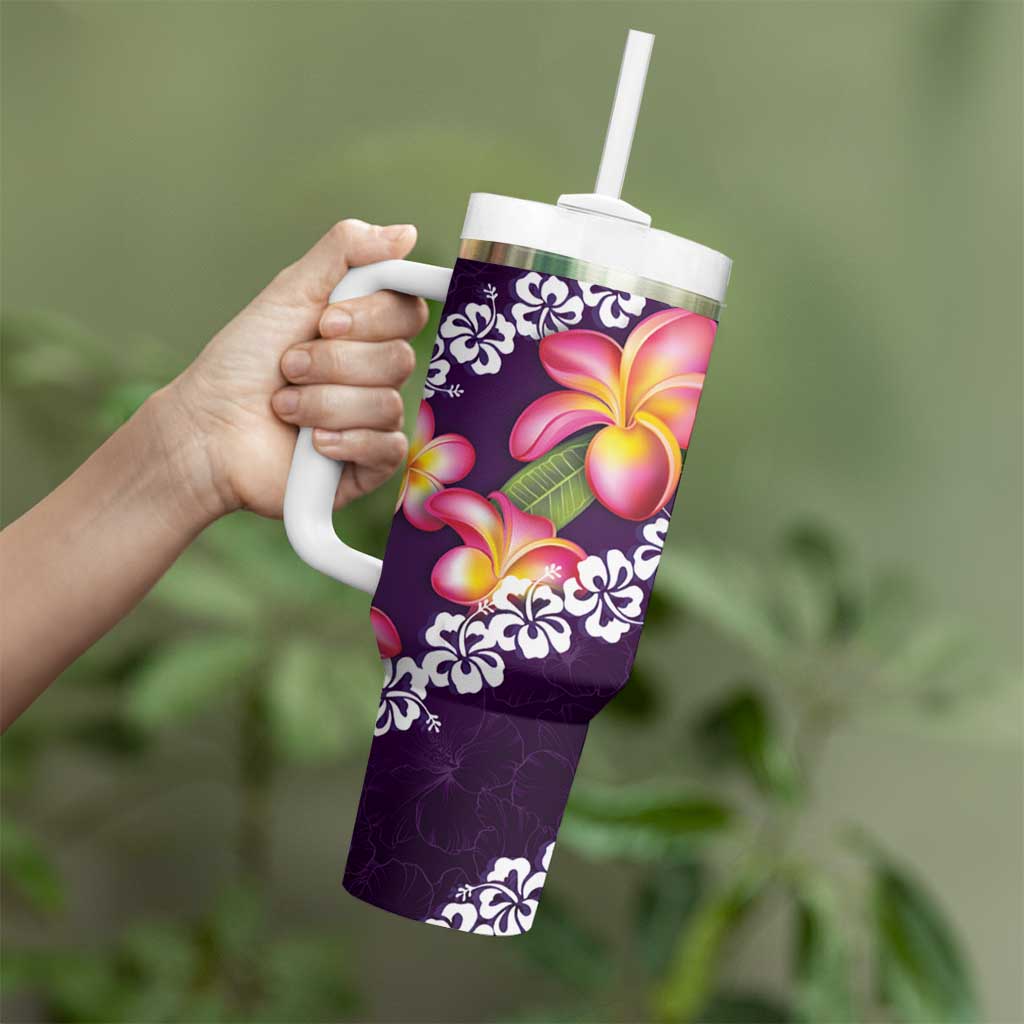 Purple Polynesia Plumeria With Hibiscus Tropical Custom Stanley Cup 40 oz 30 oz Tumbler With HandleTVC2301379 - Image 3