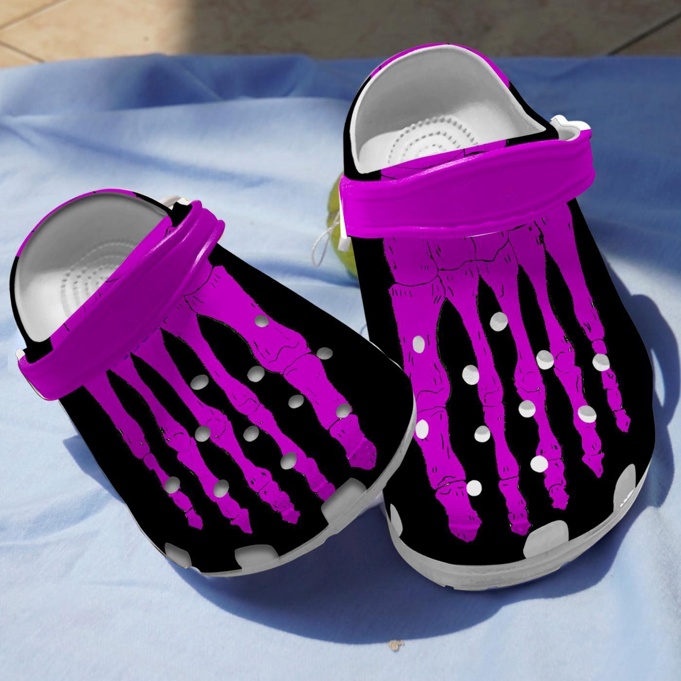 Purple Skeleton Crocs Crocband Clogs Shoes Comfortable For Men Women and Kids