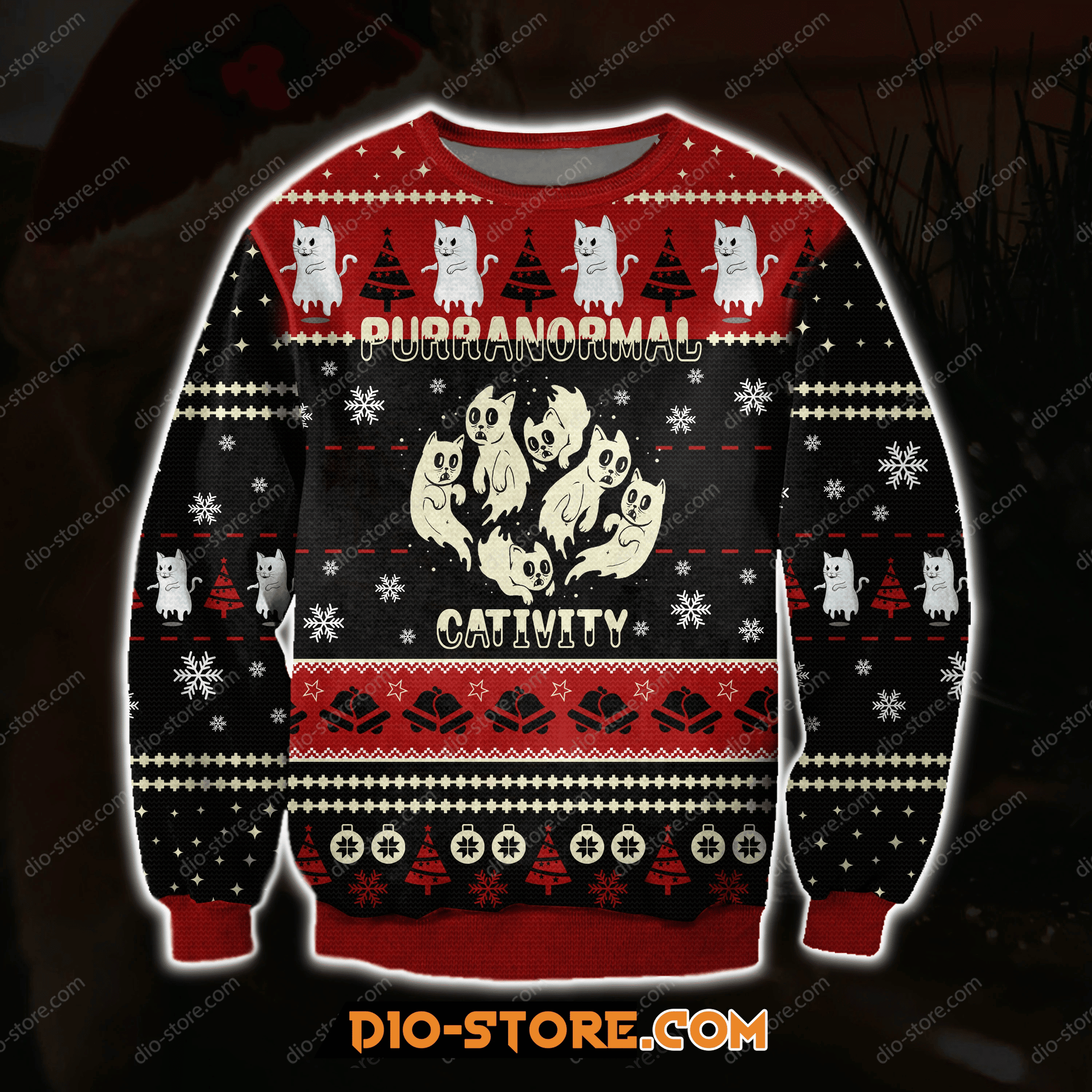 Purranormal Cativity 3D Ugly Christmas Sweater Adult 3D Funny Matching for family