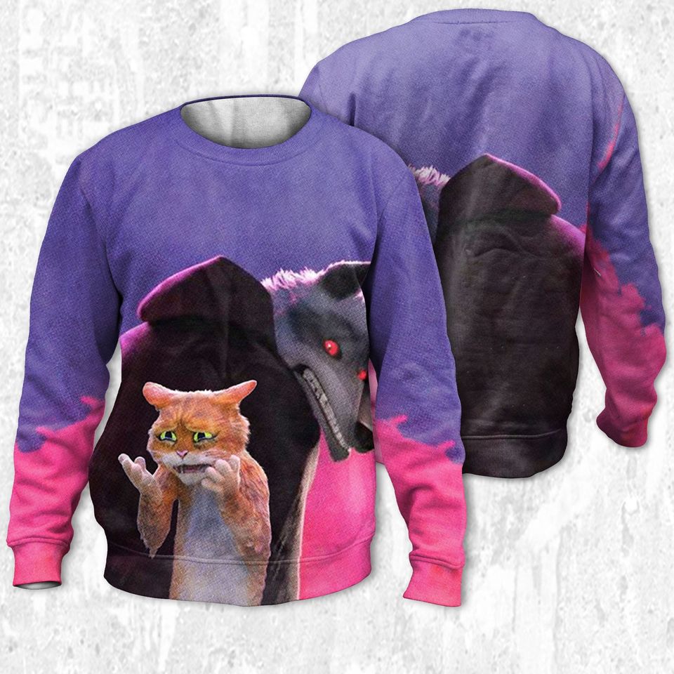 Puss in Boots and Death Sweatshirt, The Last Wish Movie Shirt Gift, Movie Cartoon Shirt Gift