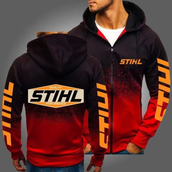 Quality Stihl Performance Zip Up Red 3D All Over Print Hoodie, Zip Hoodie