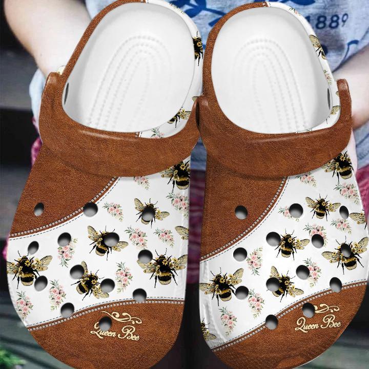 Queen Bee Floral Crocs Crocband Clogs Shoes Comfortable For Men Women and Kids