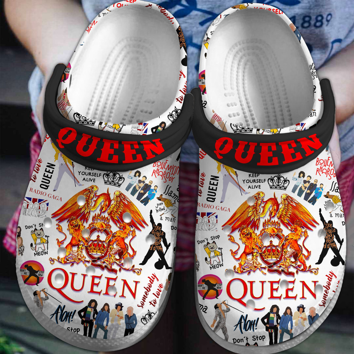 Queen Music Crocs Crocband Clogs Shoes Comfortable For Men Women and Kids