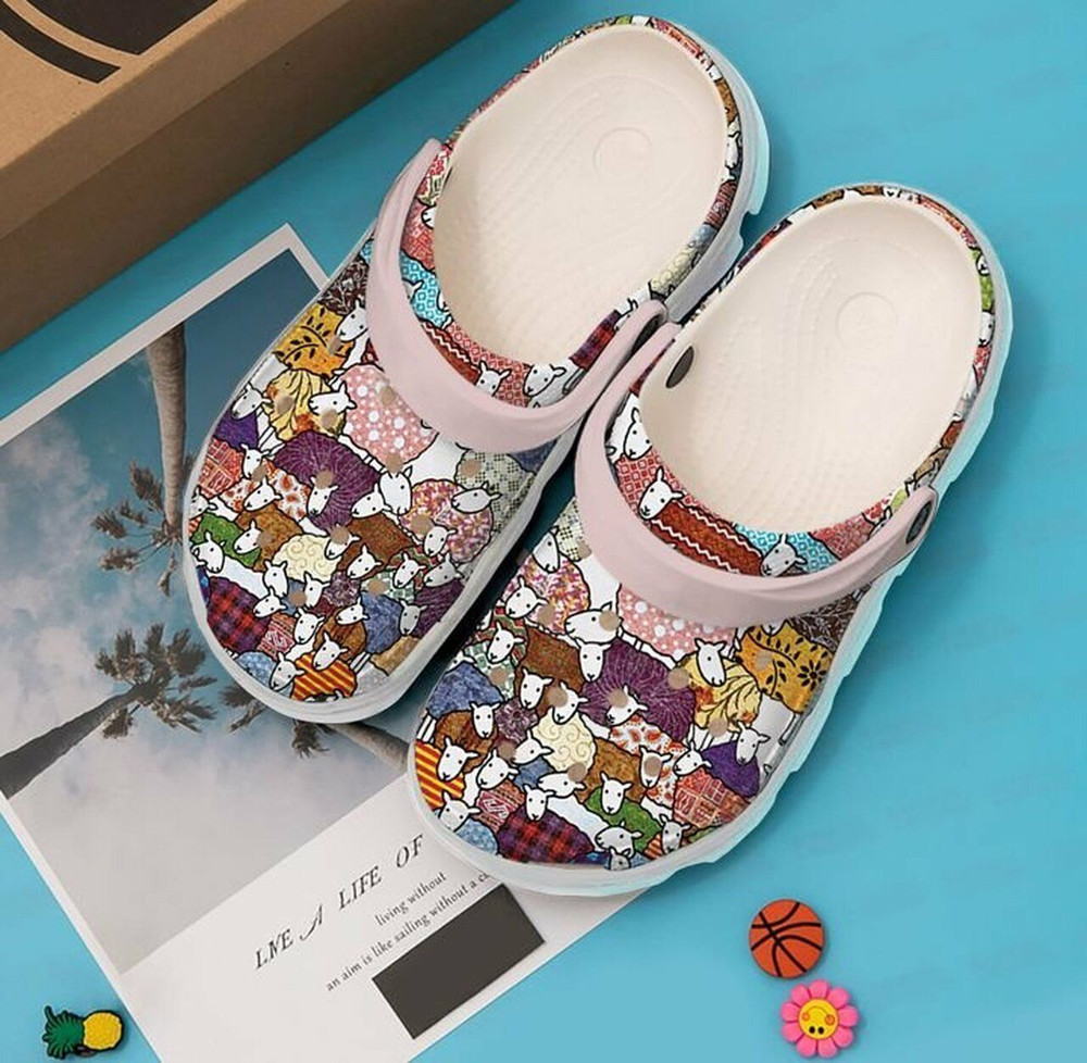 Quilting Colorful Sheeps 102 Gift For Lover Rubber clog Shoes Comfy Footwear