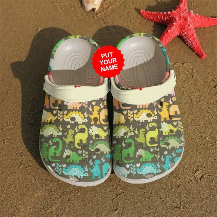 Quilting Dinosaurs Pattern clog Shoes Colorful