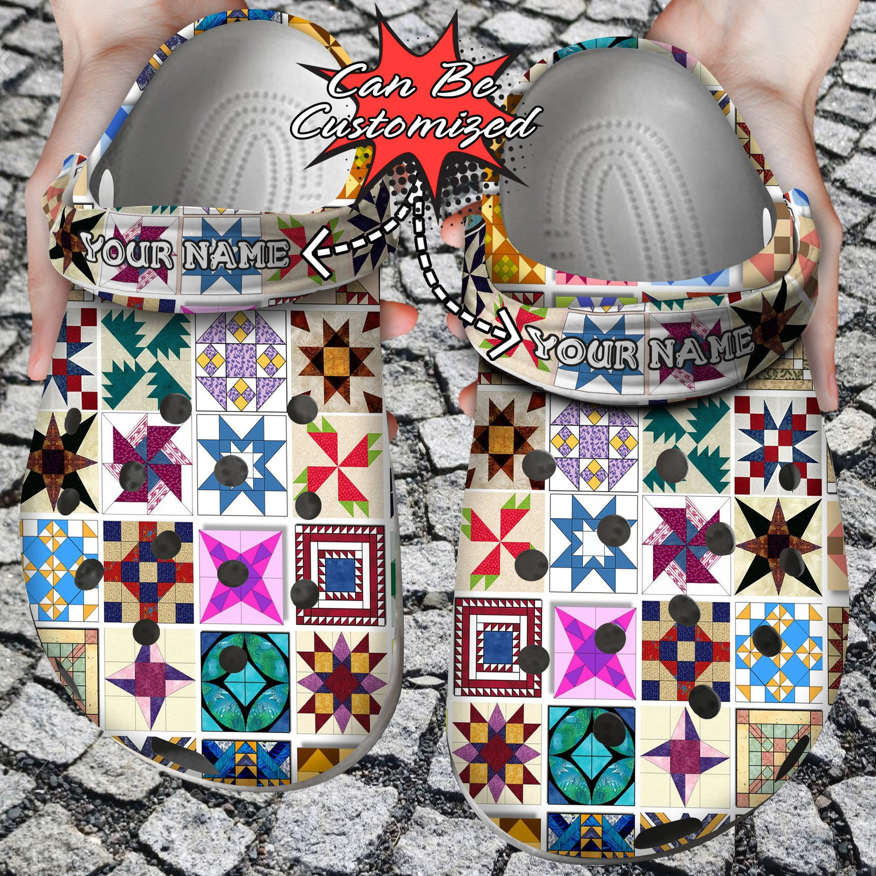 Quilting Quilt Block clog Shoes Colorful