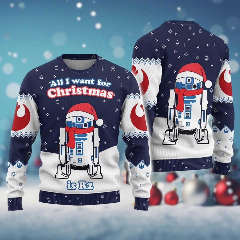 R2-D2 Christmas Ugly Sweater, R2 D2 Santa Holiday Sweater
