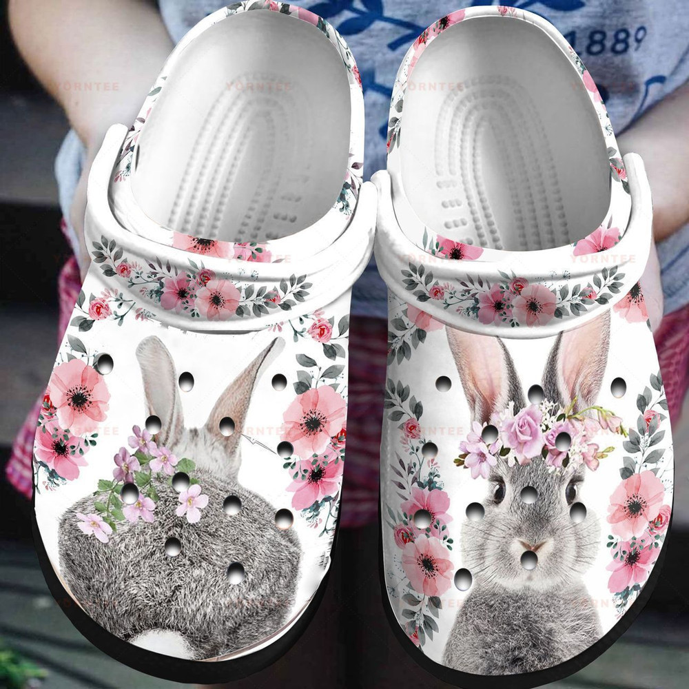 Rabbit Flower Gift For Lover Rubber clog Shoes Comfy Footwear