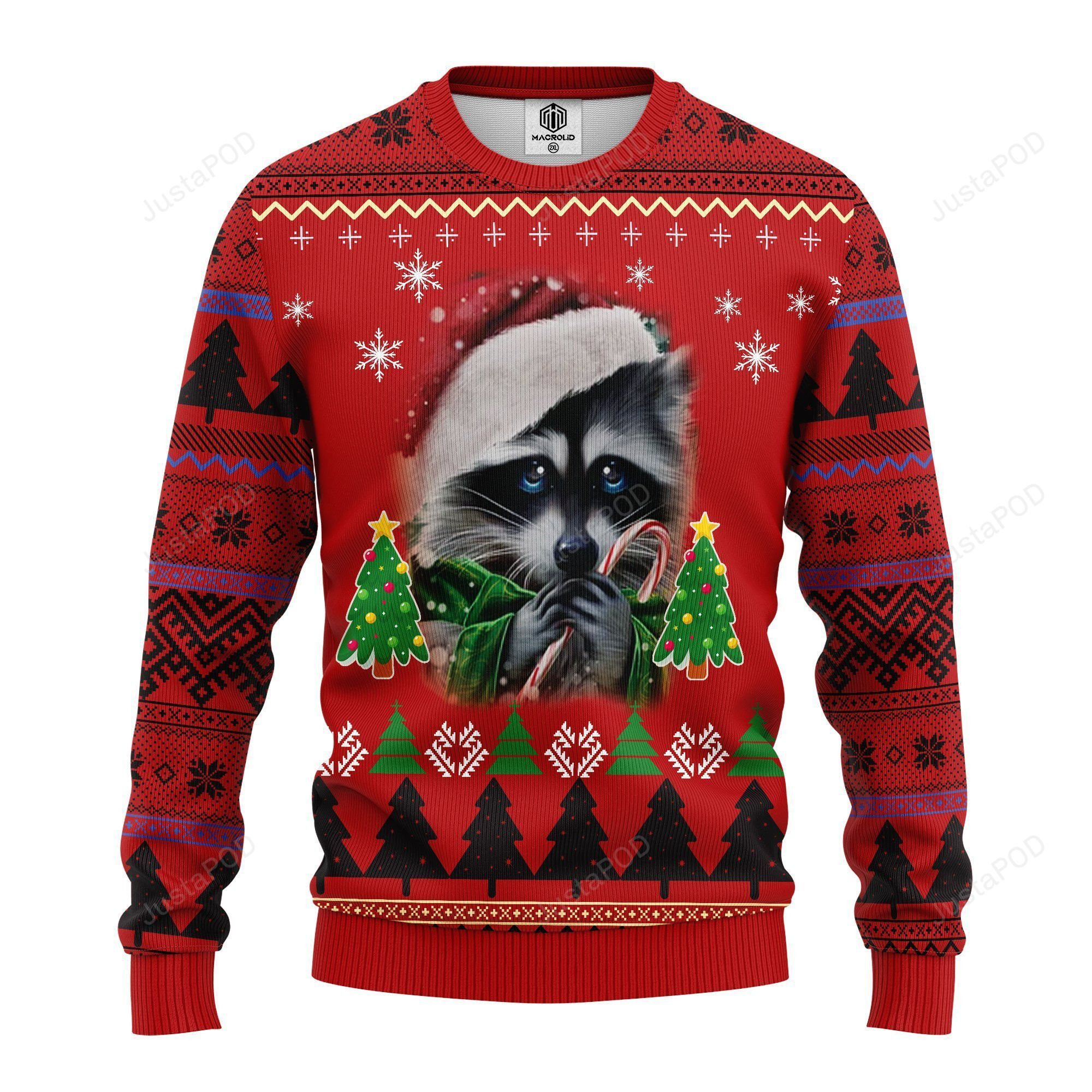Raccoon Candy Ugly Christmas Sweater Adult 3D Funny Matching for family