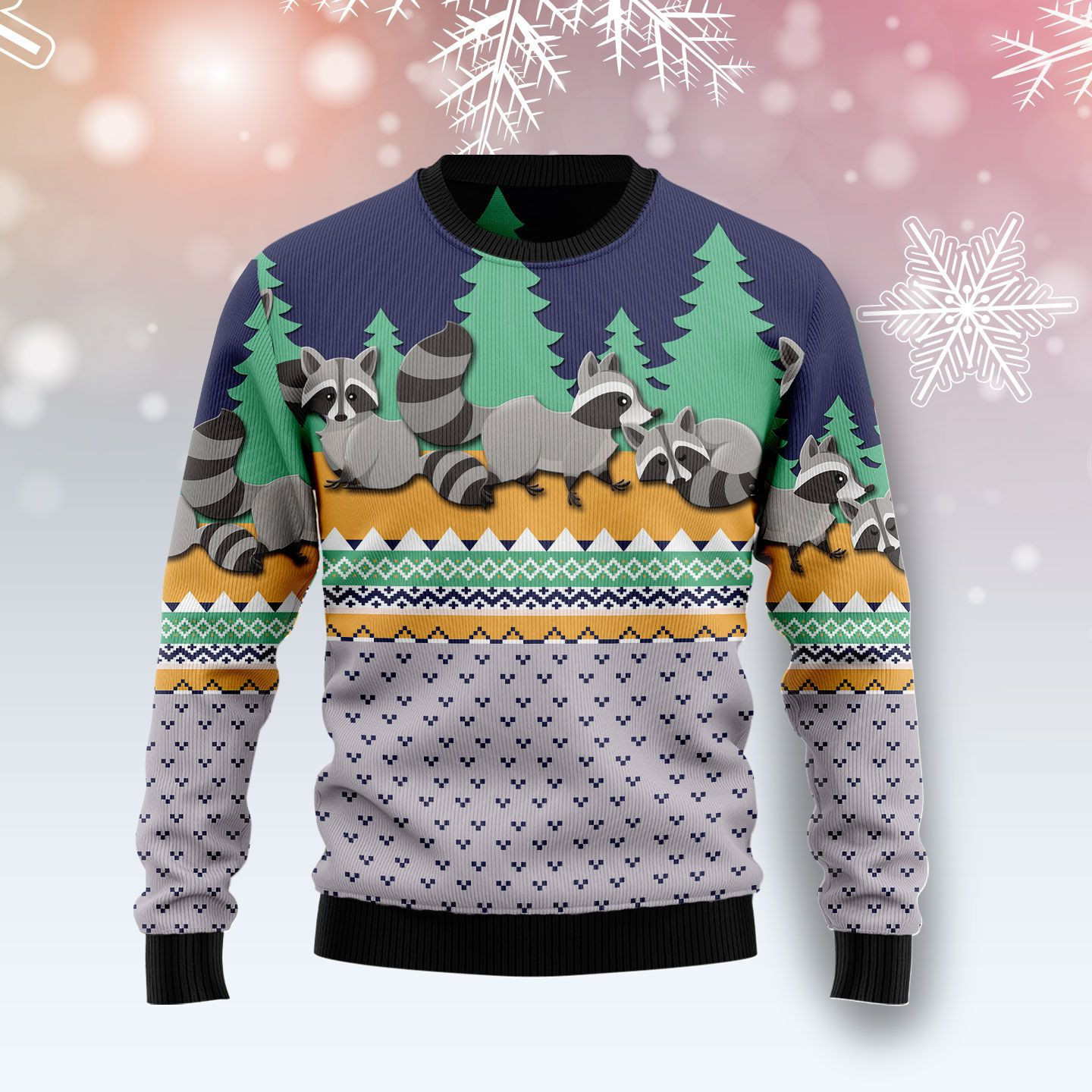 Raccoon Christmas Ugly Christmas Sweater Adult 3D Funny Matching for family