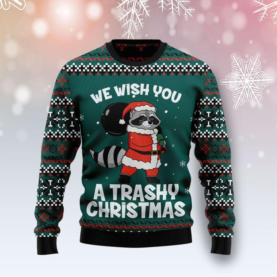 Raccoon Trashy Ugly Christmas Sweater Adult 3D Funny Matching for family