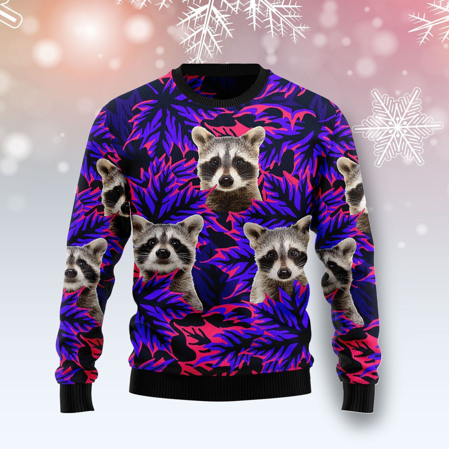 Raccoon Ugly Christmas Sweater Adult 3D Funny Matching for family