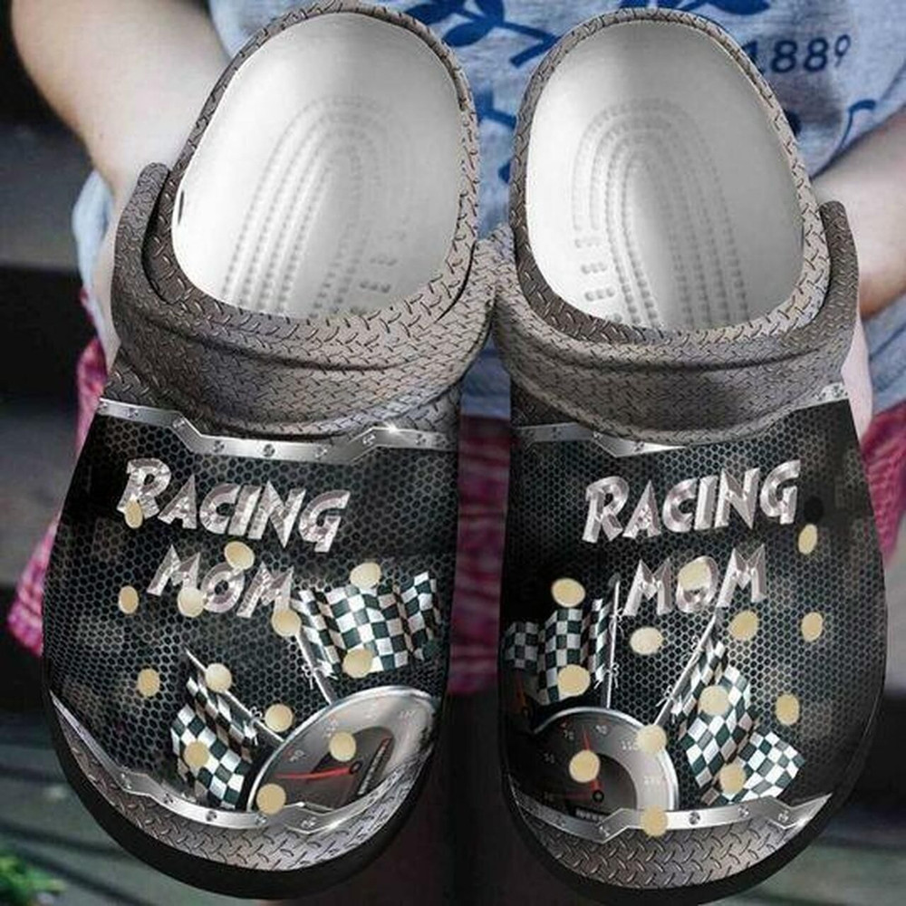 Racing Mom Flag Personalized Gift For Lover Rubber clog Shoes Comfy Footwear
