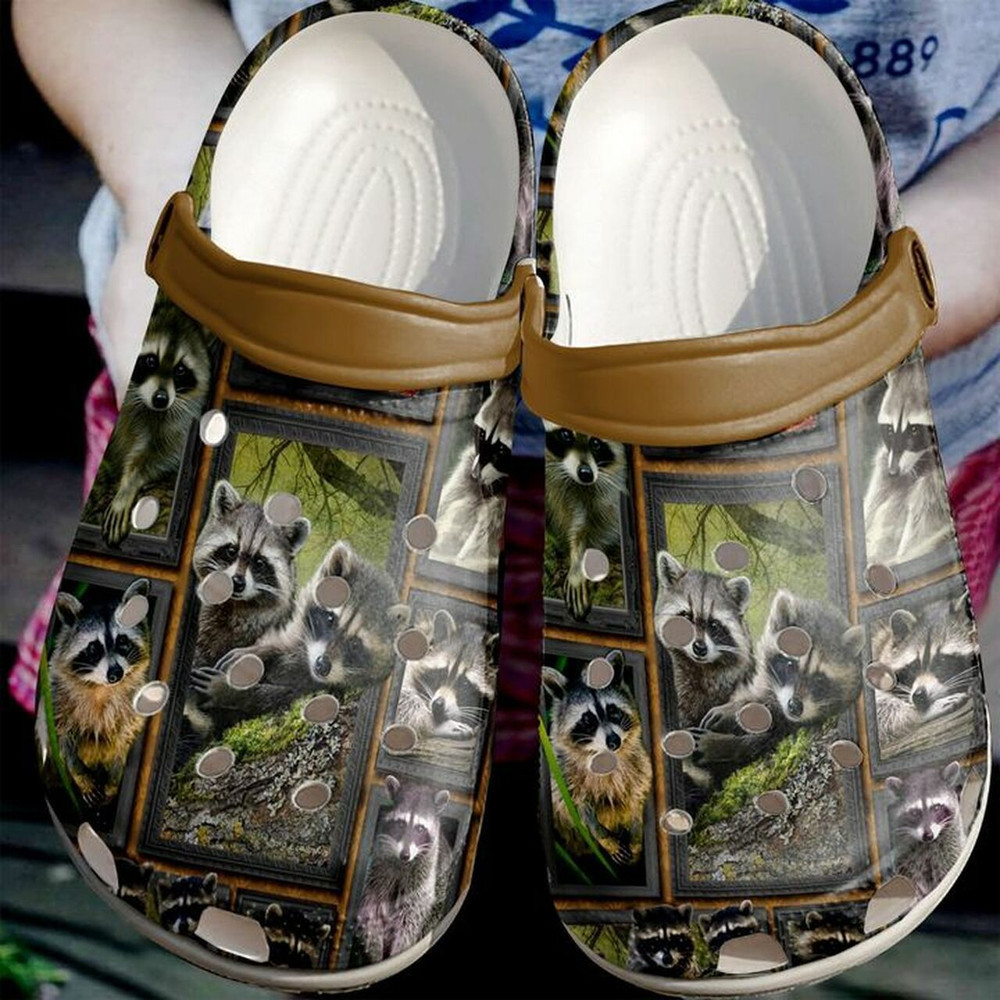 Racoon Pattern 102 Gift For Lover Rubber clog Shoes Comfy Footwear