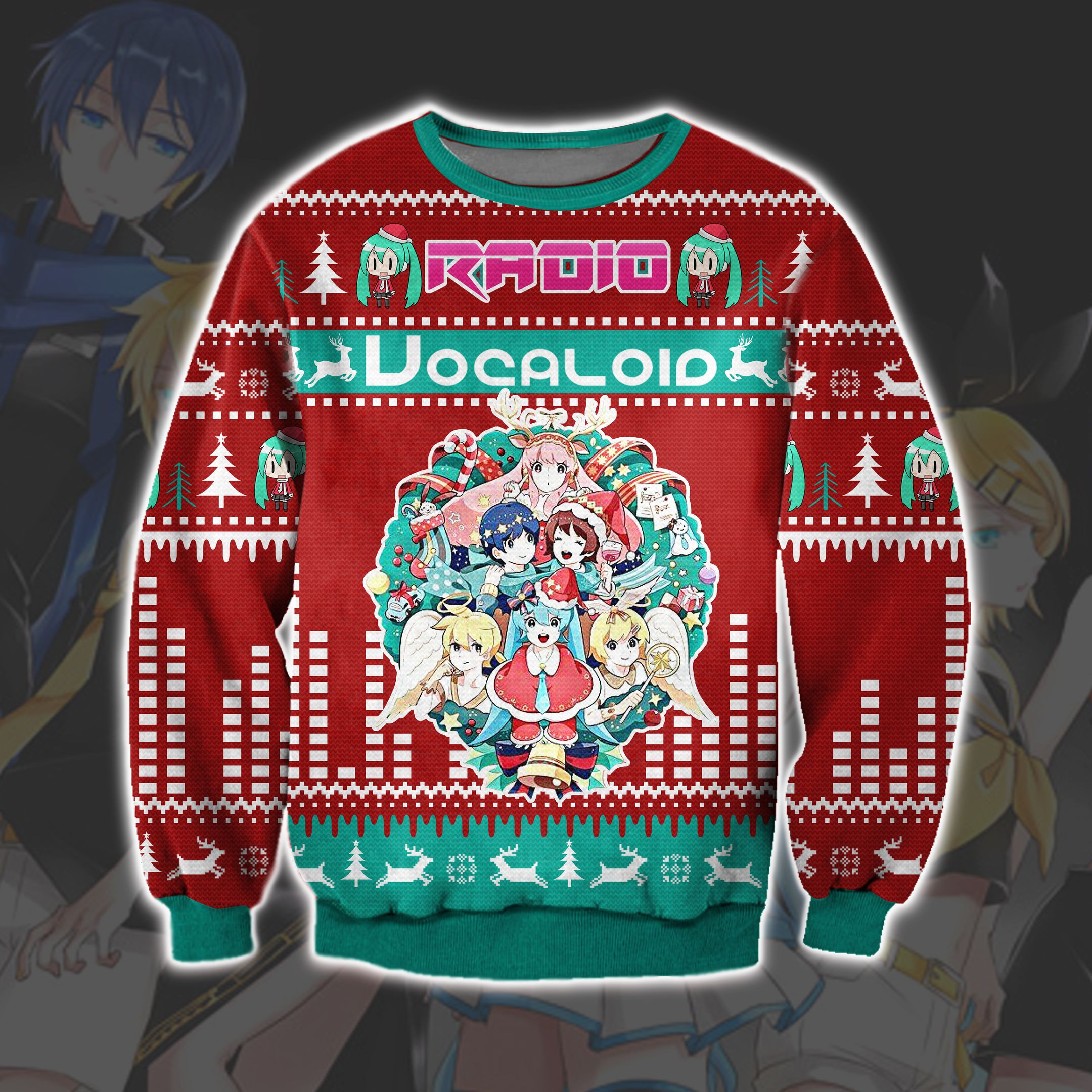 Radio Vocaloid 3D Print Ugly Christmas Sweater Adult 3D Funny Matching for family