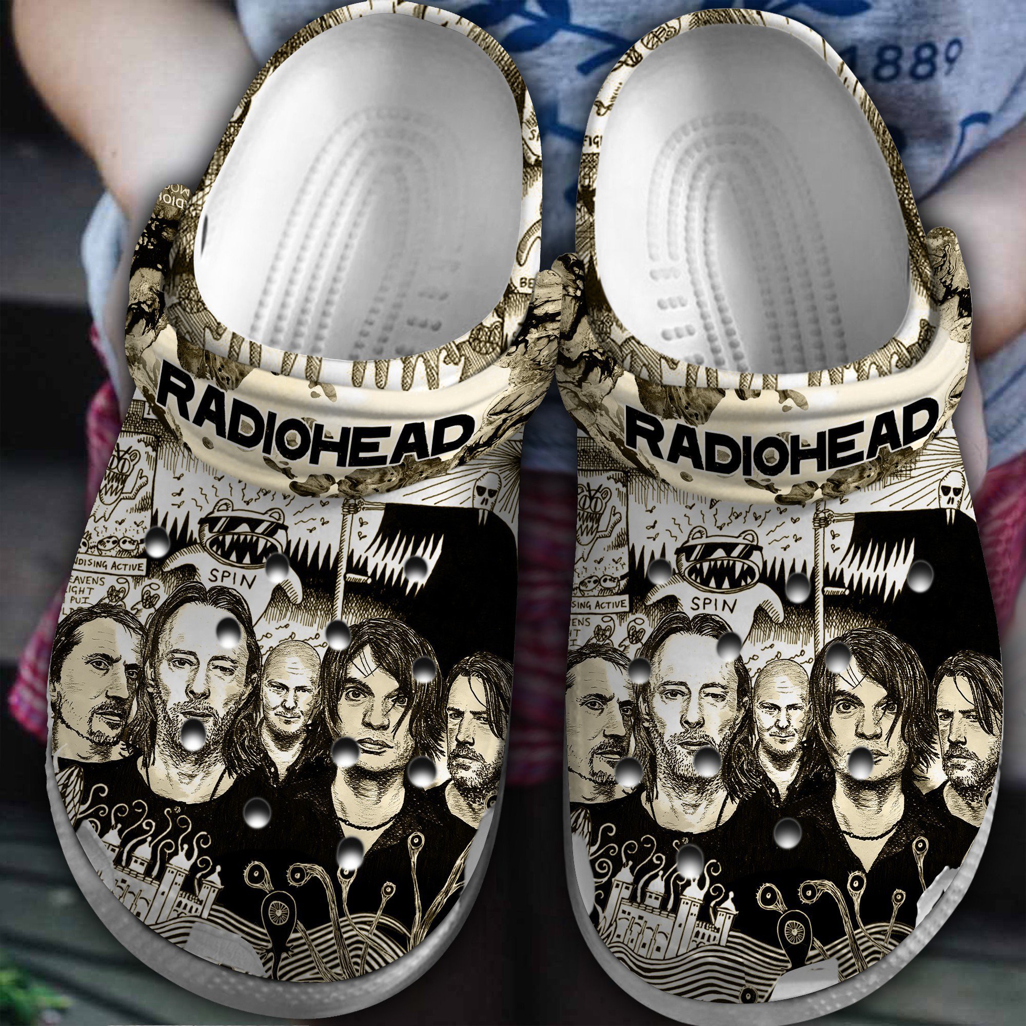 Radiohead Band Music Crocs Crocband Clogs Shoes Comfortable For Men Women and Kids