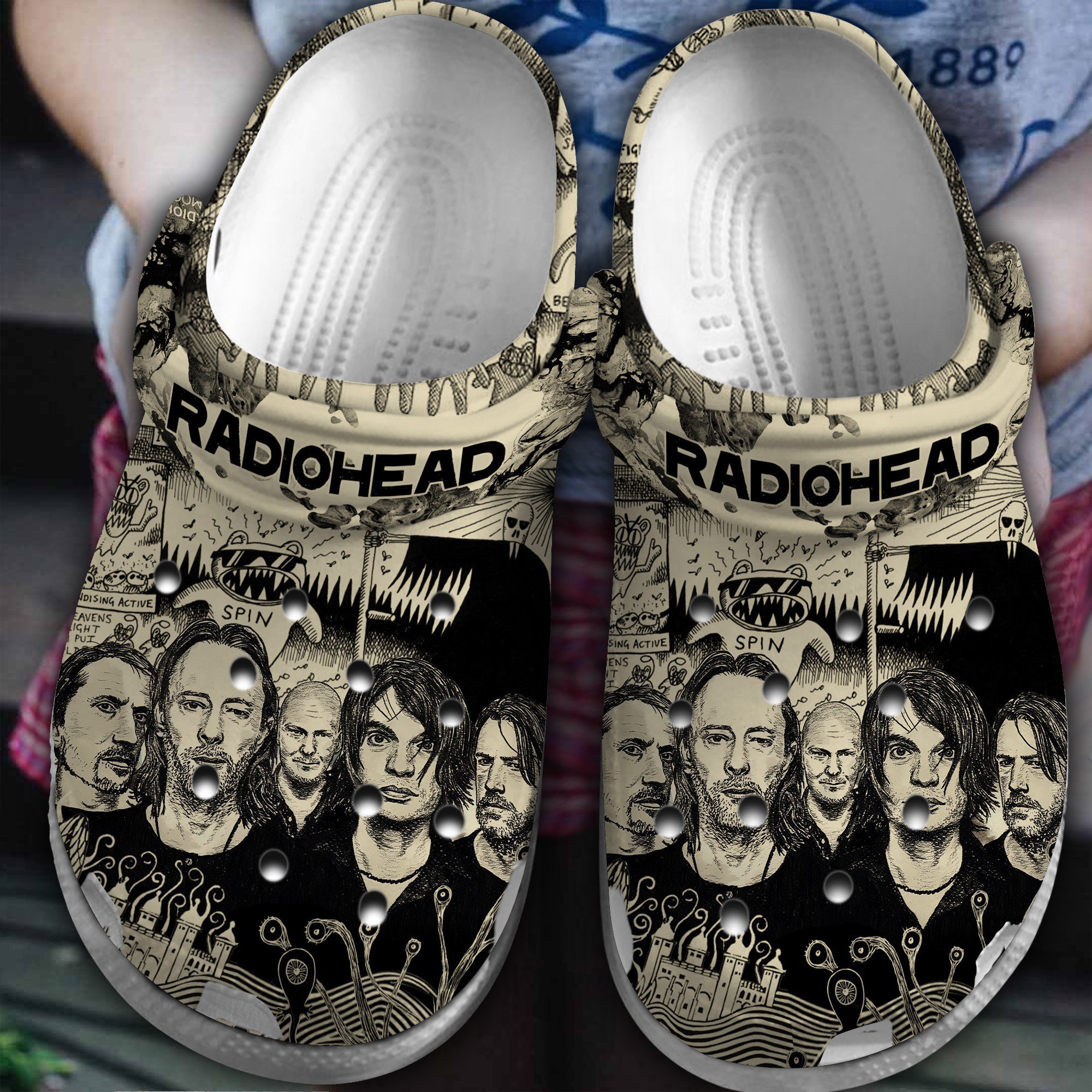 Radiohead Band Music Crocs Crocband Clogs Shoes Comfortable For Men Women and Kids