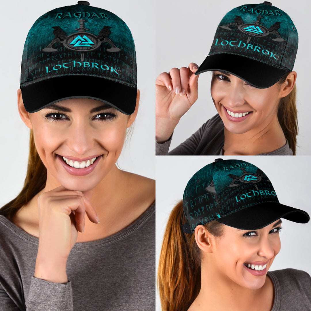 Ragnar Lothbrok - Ragnar Lodbrok - Viking Warrior - Cyan Version Classic Cap 3D Baseball Caps Trucker Hats Custom Hats Gifts For Men & Women