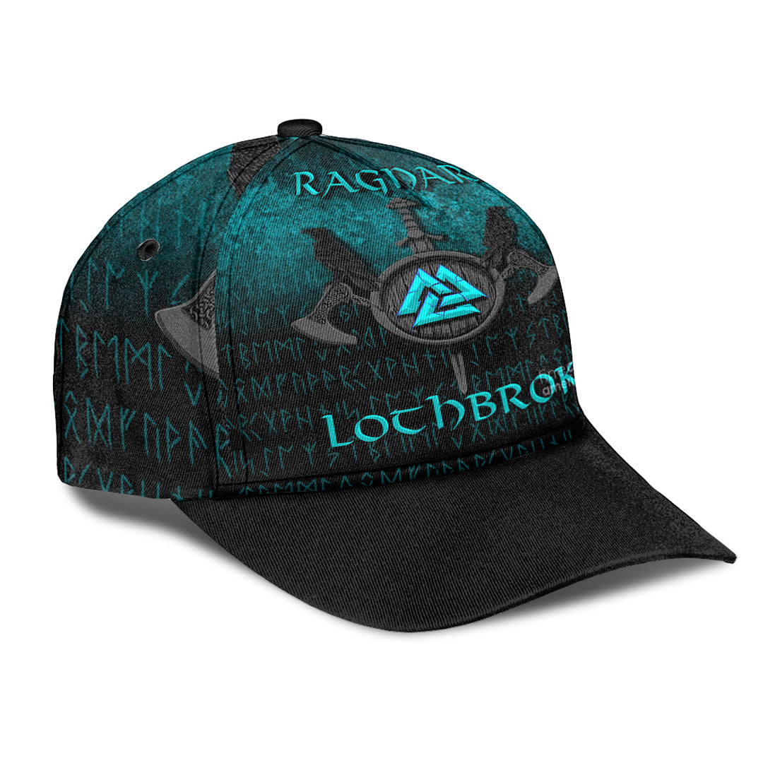 Ragnar Lothbrok - Ragnar Lodbrok - Viking Warrior - Cyan Version Classic Cap 3D Baseball Caps Trucker Hats Custom Hats Gifts For Men & Women
