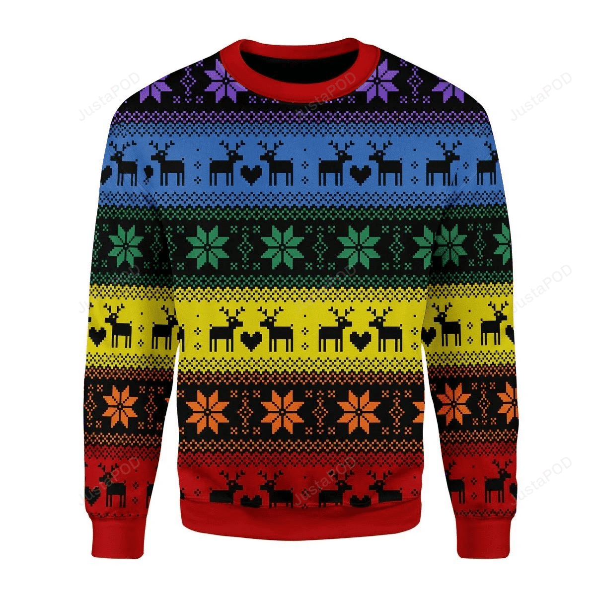 Rainbow Deer Lgbt Ugly Christmas Sweater Adult 3D Funny Matching for family