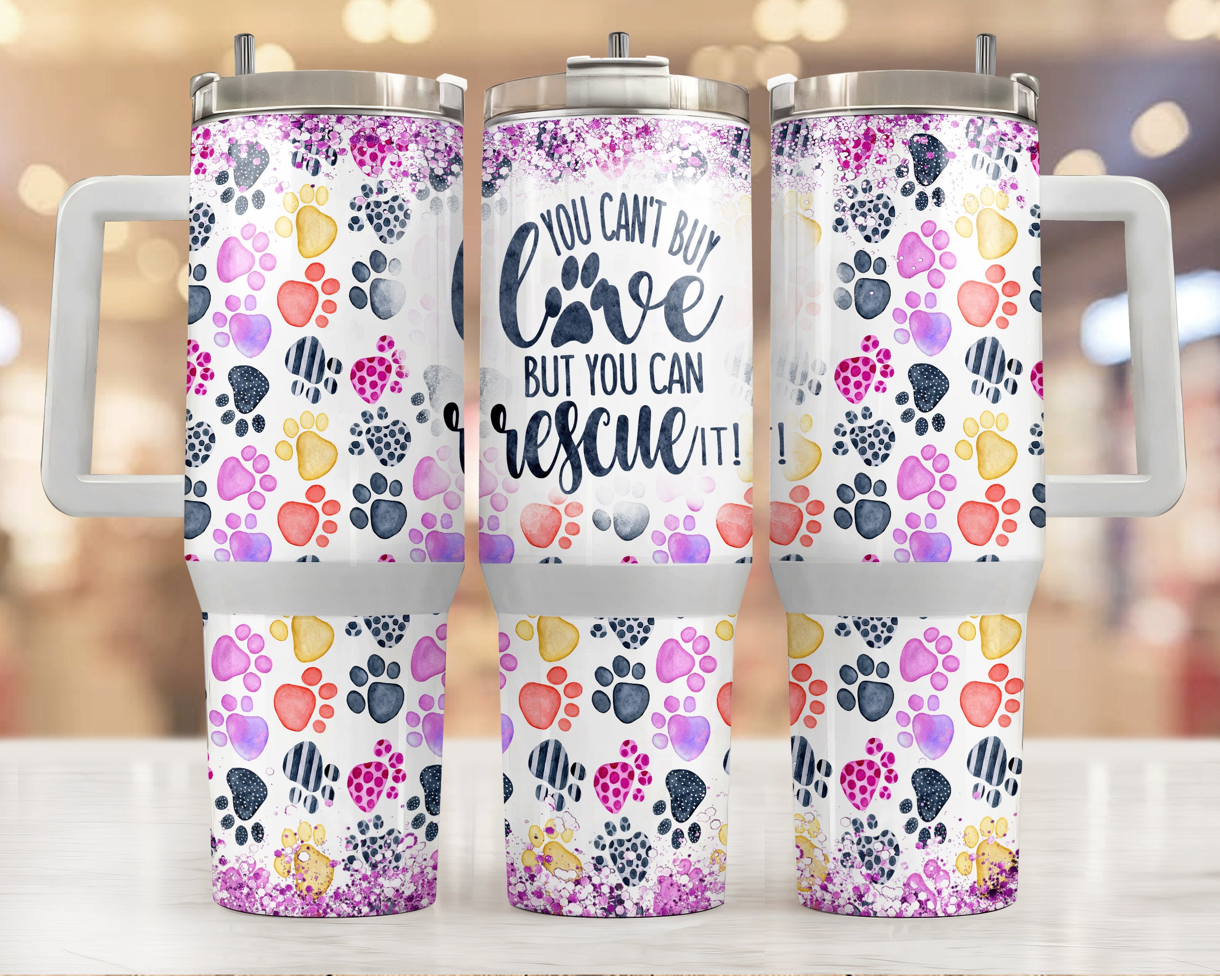Rainbow Dog Footprints Custom Stanley Cup 40 oz 30 oz Tumbler With HandleTVC2301955