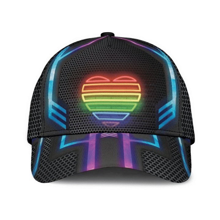 Rainbow Heart Proud Lgbt Baseball Cap, 3D All Over Printing Cap Hat For Gay Couple, Lesbian Accessories Trucker Hats Custom Hats Gifts For Men & Women