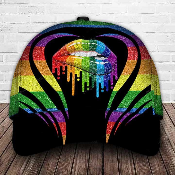 Rainbow Lips Classic Cap, Pride Rainbow Baseball Cap, Lgbt 3D Cap Trucker Hats Custom Hats Gifts For Men & Women