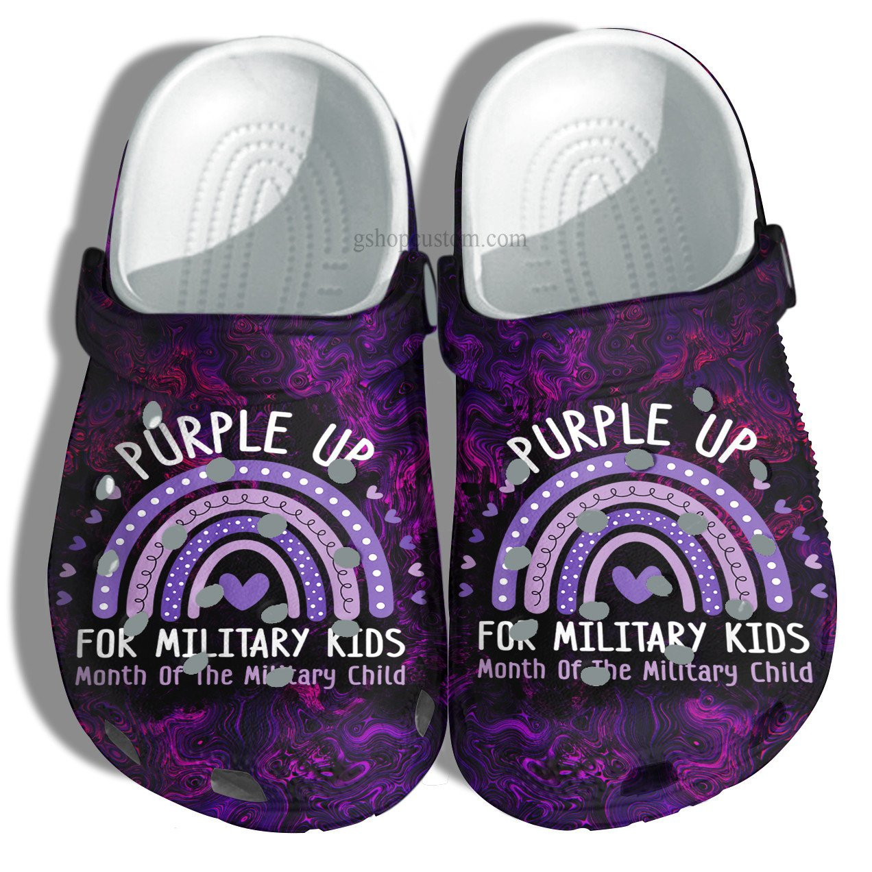 Rainbow Purple Up For Military Kids Shoes For Son Daughter - Purple Rainbow Military Kid Shoes Croc Clogs