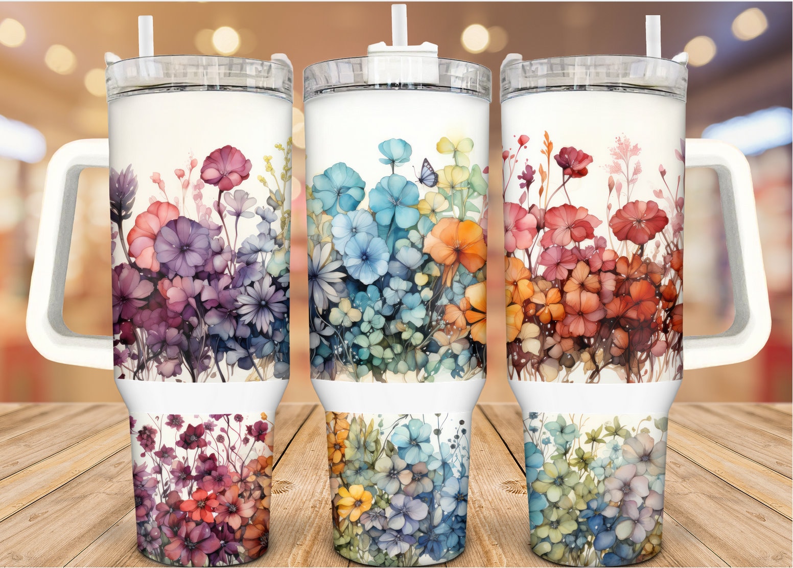 Rainbow Wildflowers Custom Stanley Cup 40 oz 30 oz Tumbler With HandleTVC2301937