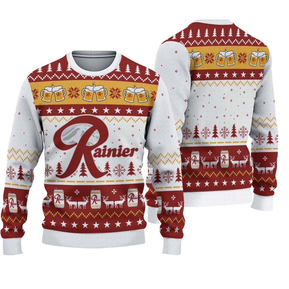 Rainier Beer Ugly Christmas Sweater, Beer Lover Sweater