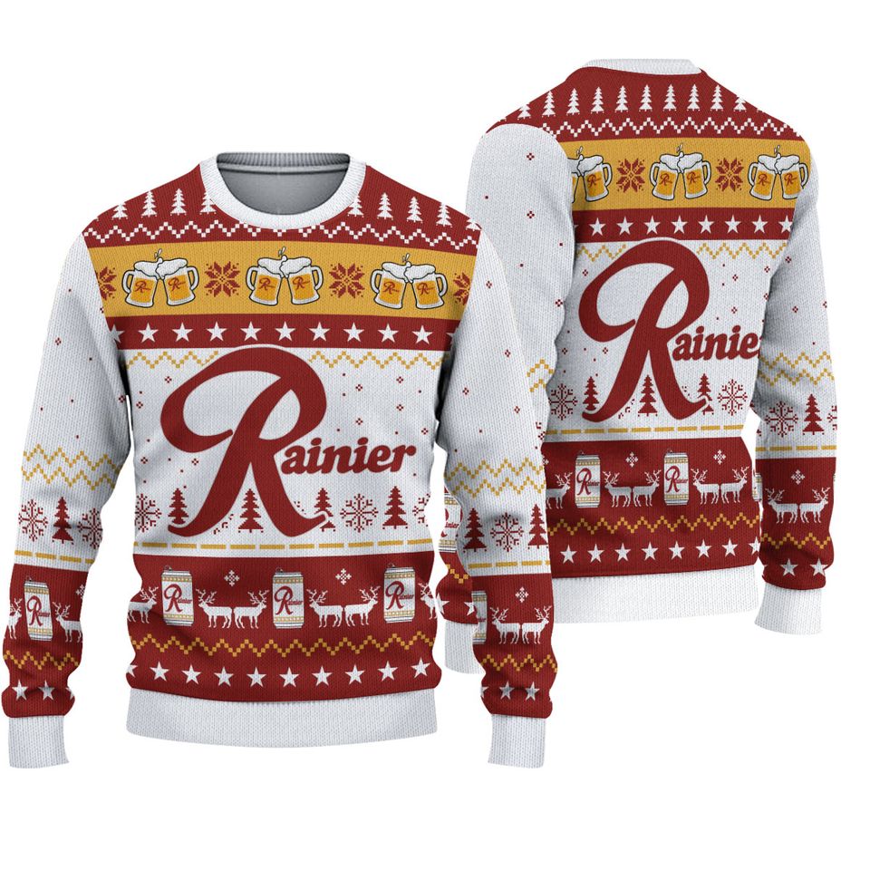 Rainier Beer Ugly Knitted Christmas 3D Sweater