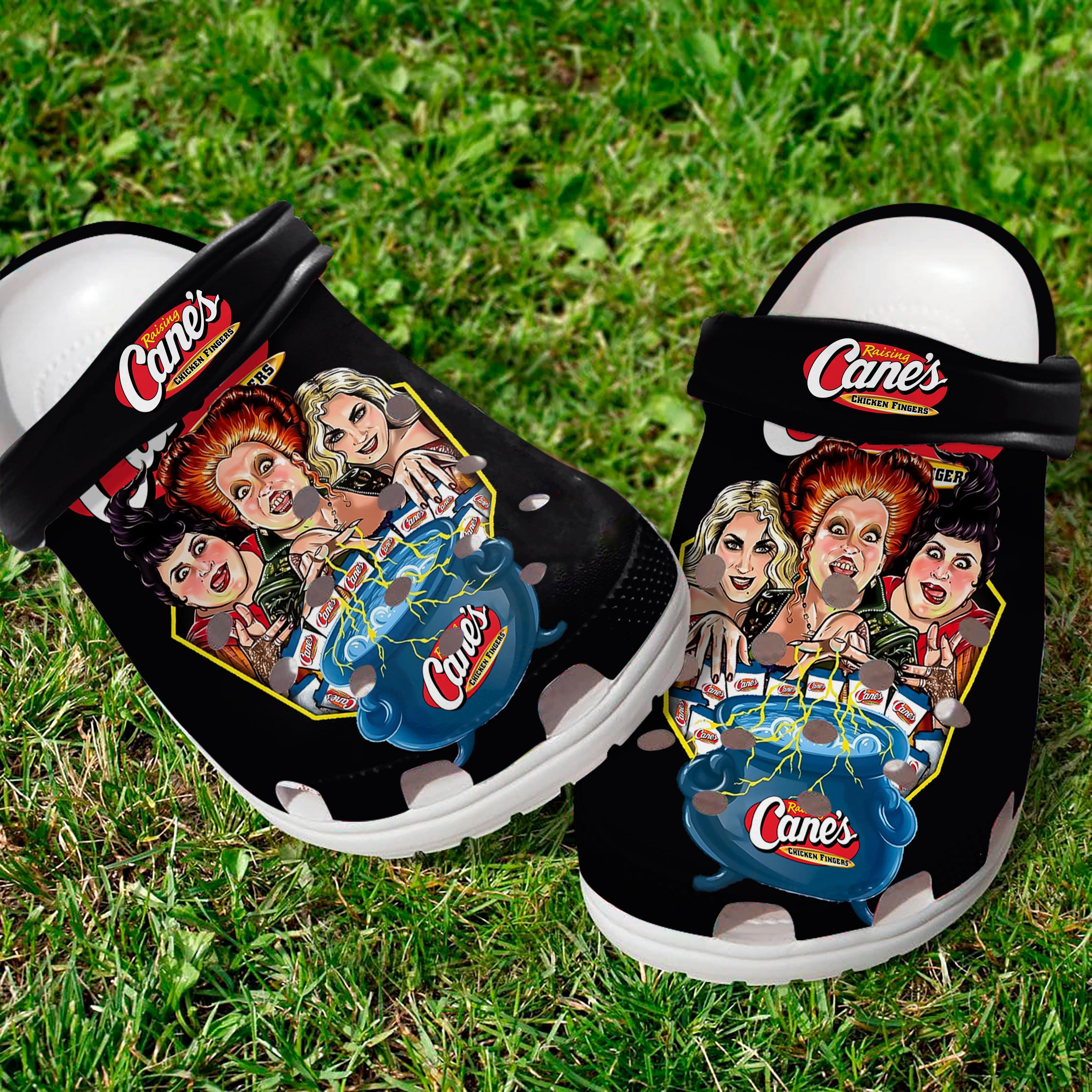 Raising Cane's Chicken Fingers Hocus Pocus Movie Crocs Crocband Clogs Shoes Comfortable For Men Women and Kids