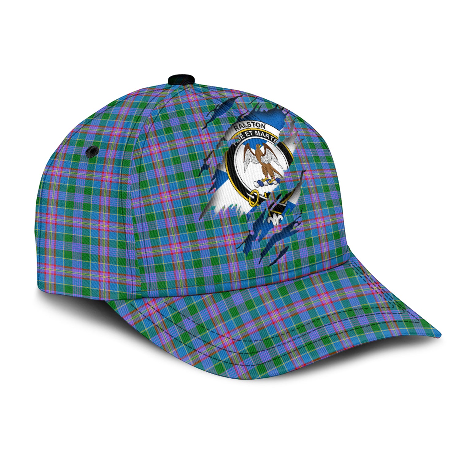 Ralston Tartan Plaid Cap, Family Crest In Me Style Tartan Baseball Cap TS23 Trucker Hats Custom Hats Gifts For Men & Women