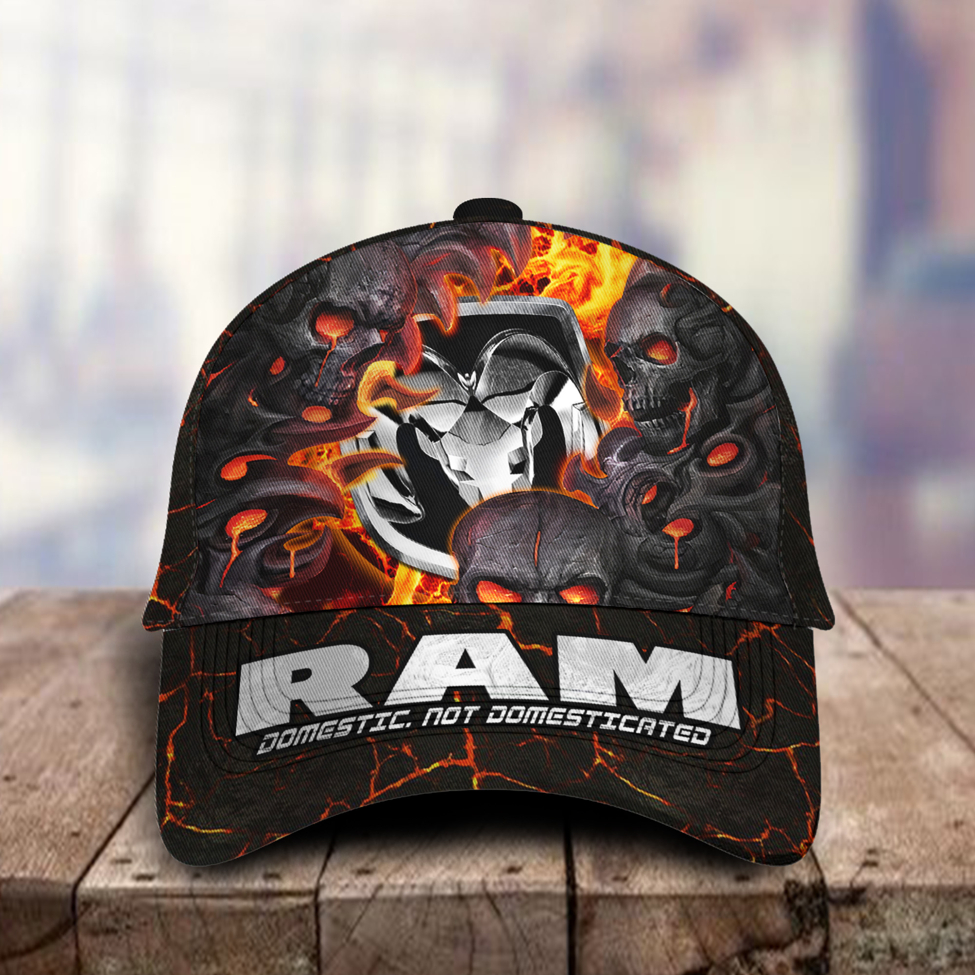 Ram 3D Classic Cap Skull Fire Car Motor Brand Hats Trucker Hats Custom Hats Gifts For Men & Women