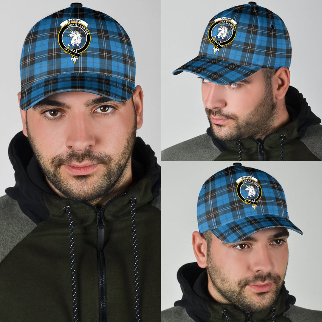 Ramsay Blue Ancient Tartan Baseball Cap, Tartan Plaid Cap with Family Crest K23 Trucker Hats Custom Hats Gifts For Men & Women