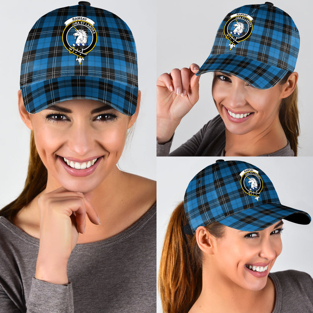 Ramsay Blue Ancient Tartan Baseball Cap, Tartan Plaid Cap with Family Crest K23 Trucker Hats Custom Hats Gifts For Men & Women