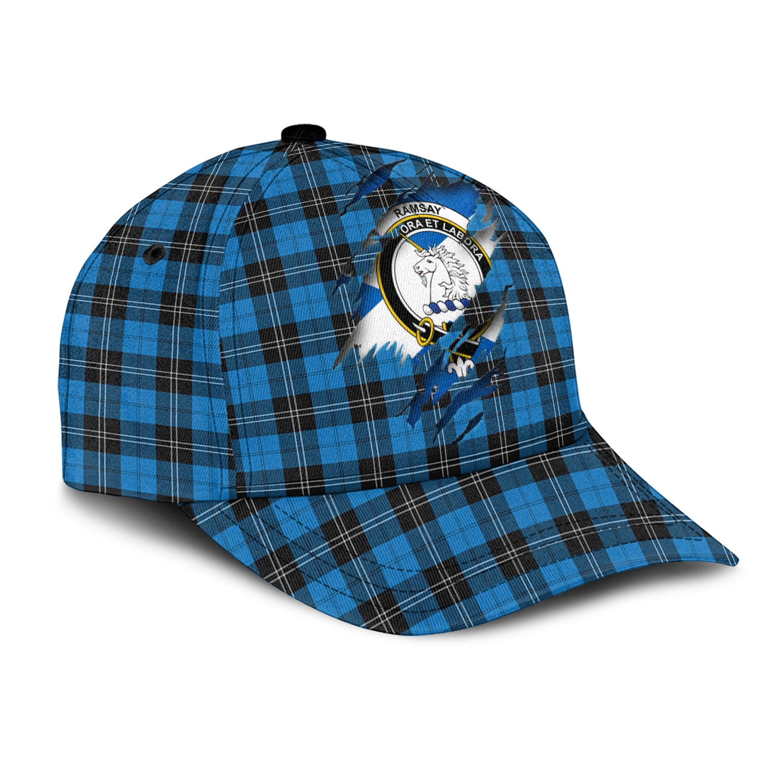 Ramsay Blue Ancient Tartan Plaid Cap, Family Crest In Me Style Tartan Baseball Cap TS23 Trucker Hats Custom Hats Gifts For Men & Women